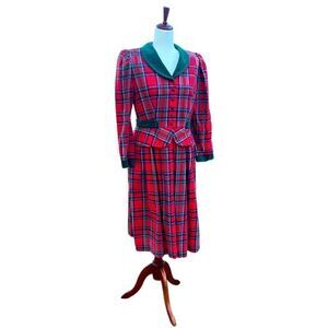 Petite Lanz Made USA Christmas Holiday flannel Vintage nightgown dress Womens 12